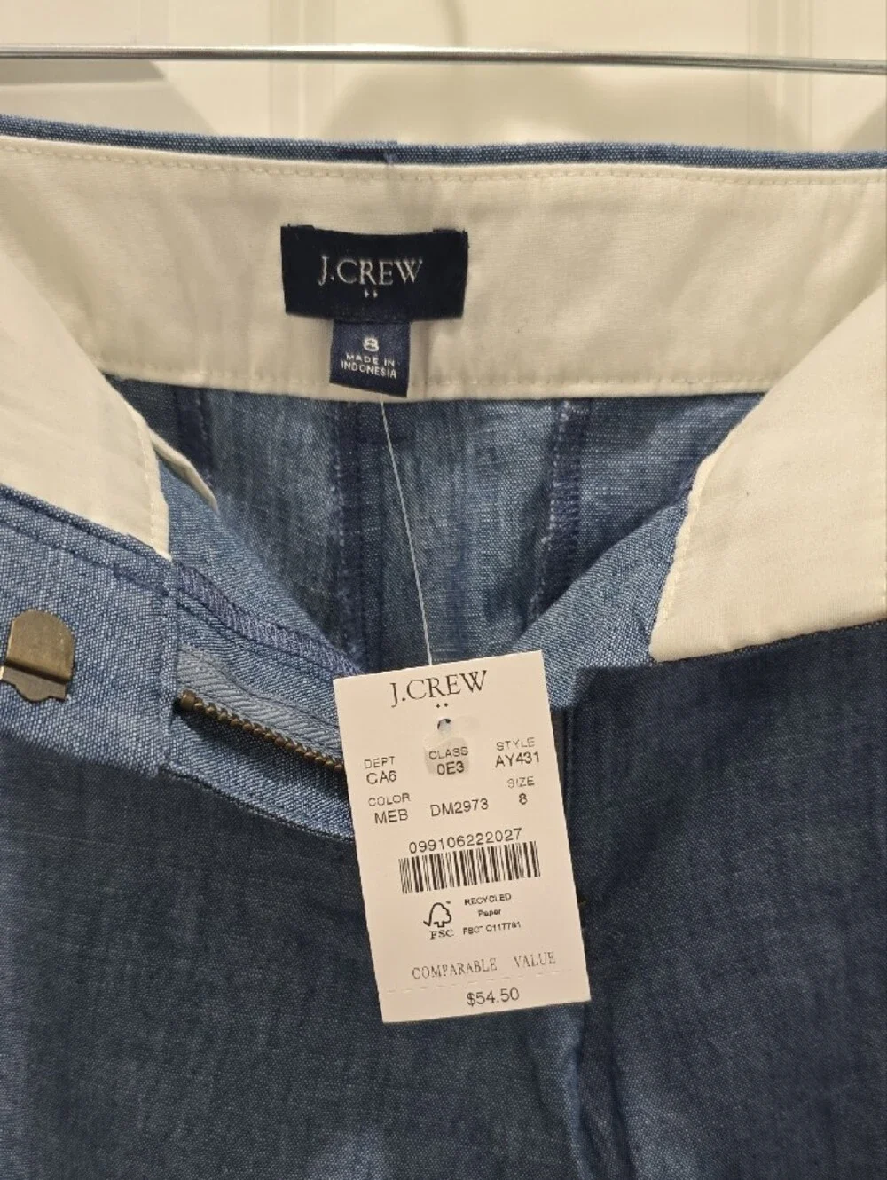 J. Crew Blue Chambray Bermuda Shorts